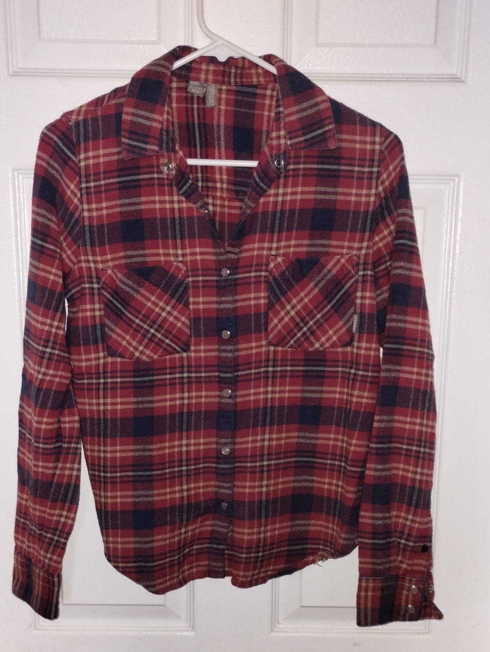 Element Red, Black and Cream Plaid Button-Up Shirt.Women M